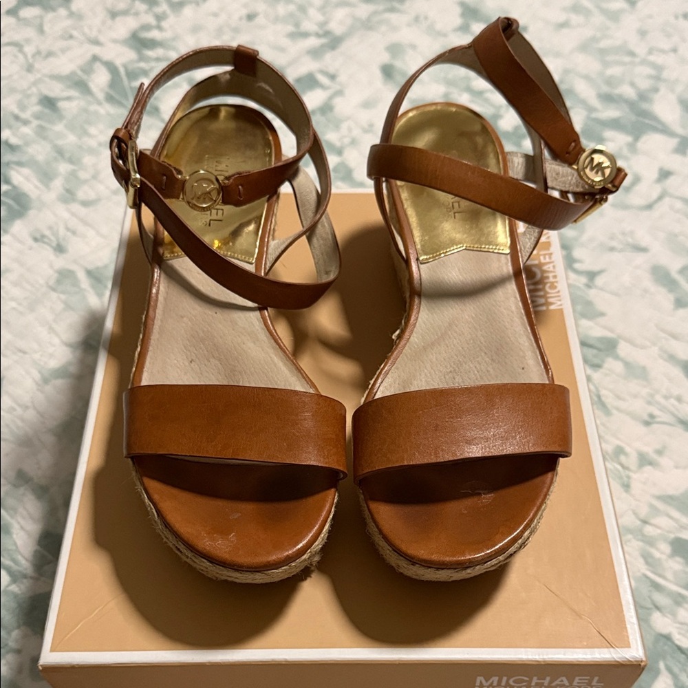 Michael Kors Tan Wedge Sandals